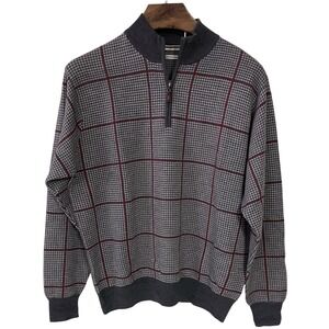 Peter Millar Mens West 1/4 Zip 100% Merino Wool Check Sweater Preppy Golf L NEW